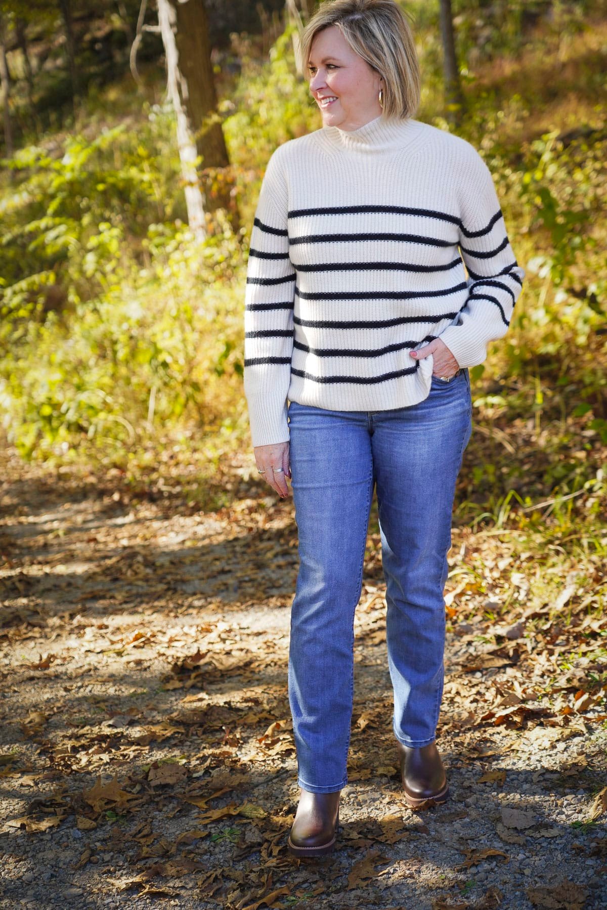 Tania Stephens wearing Vionic Aria Wedge Bootie