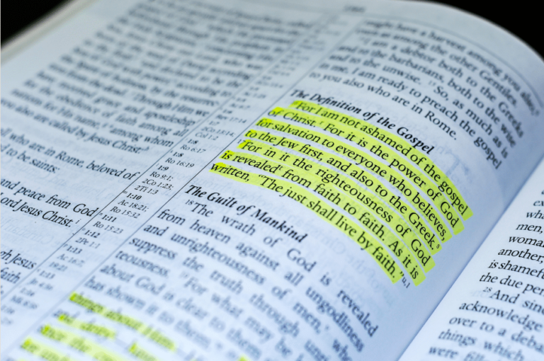 Bible turned to Romans