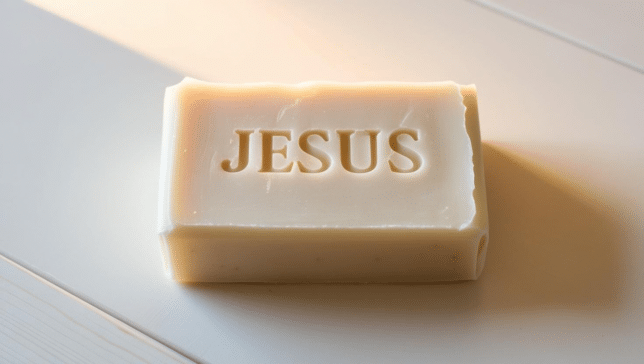 Bar of SOAP with Jesus carved in it
