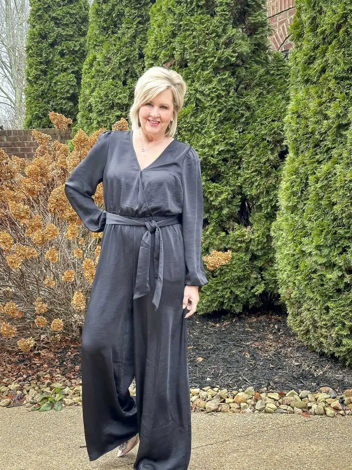Satin Jumpsuit for Women Over 50, Semi-Formal Wedding Outfit