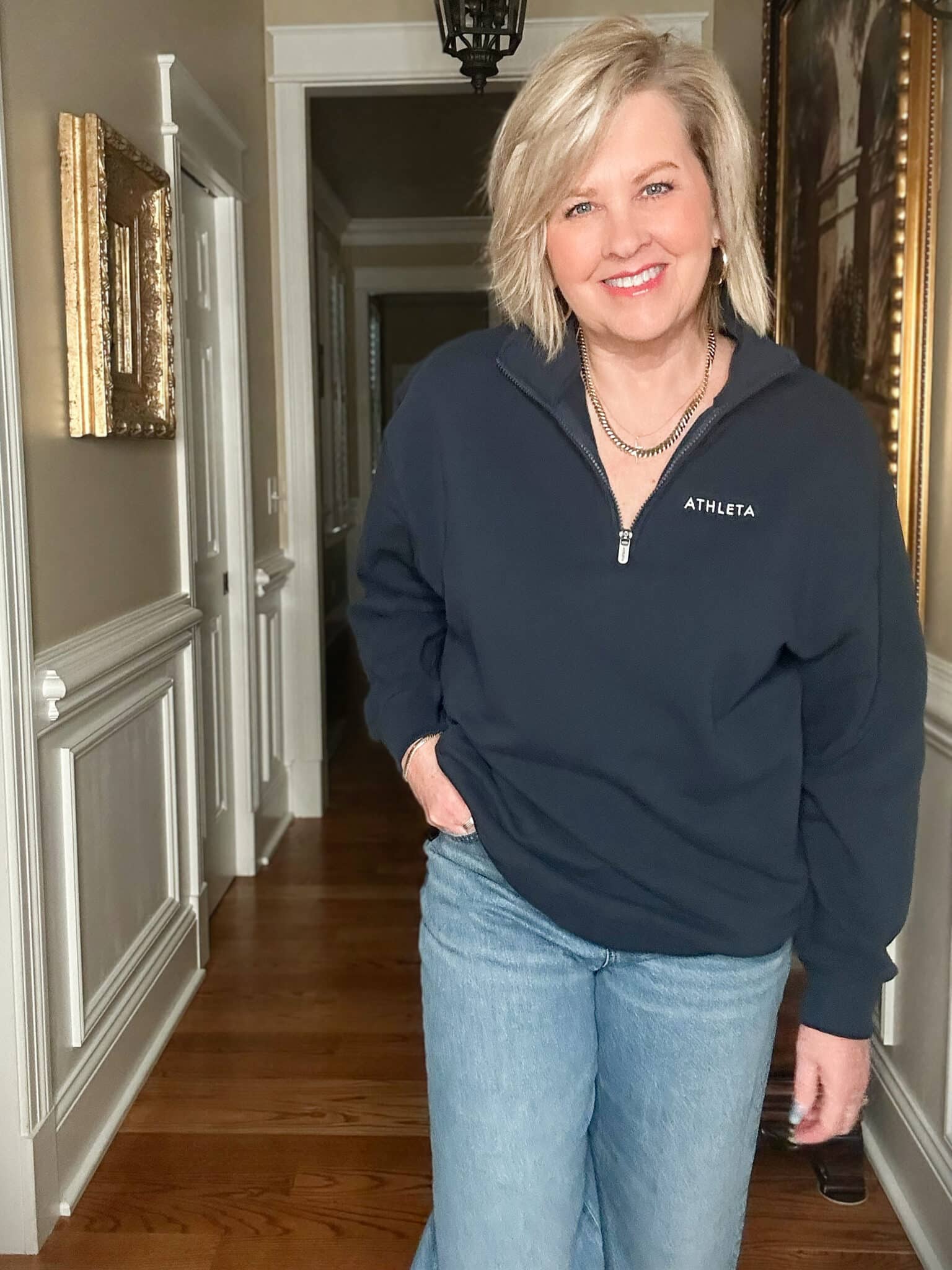 Tania Stephens wearing a sweatshirt