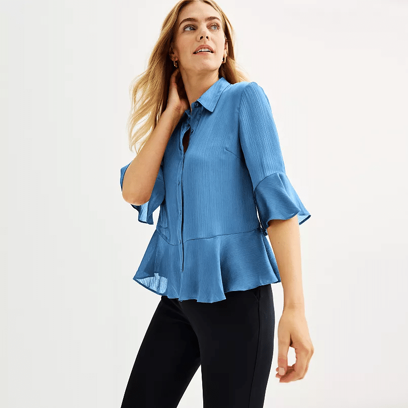 Inverted Triangle Shape: Balancing Broad Shoulders Tania Stephens 50 is not old fashion blogger peplum