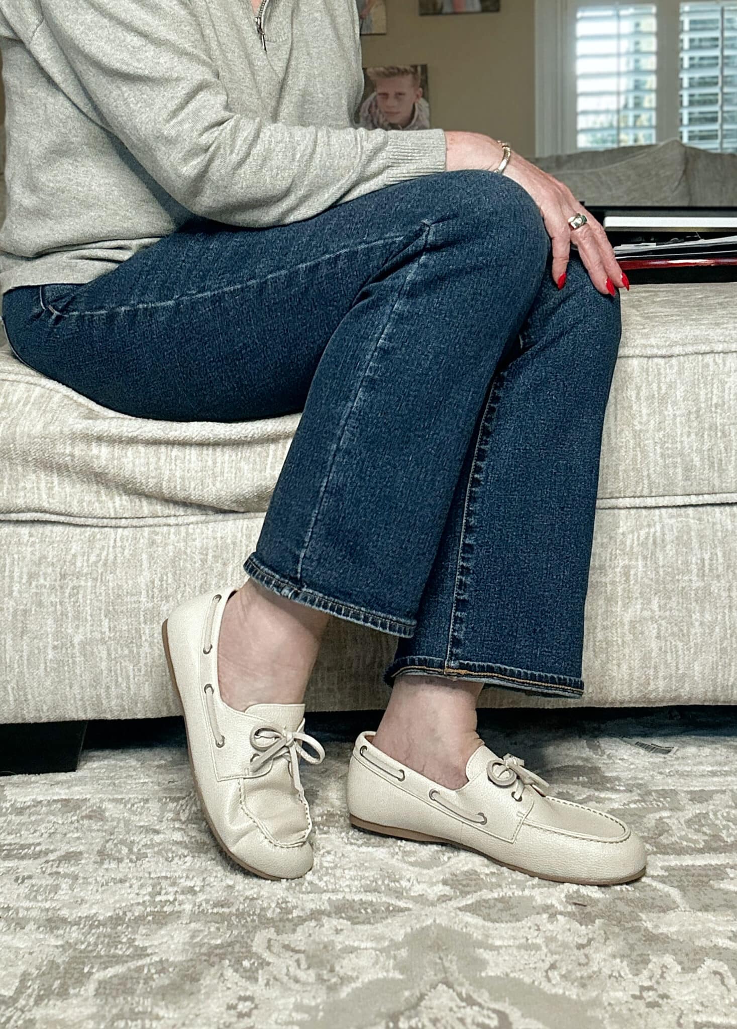 Tania Stephens in jeans wearing Target bone loafers