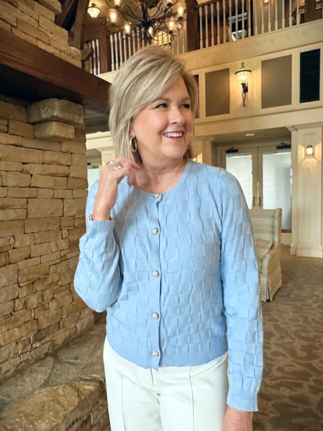 Tania Stephens is styling a Blue lady jacket top