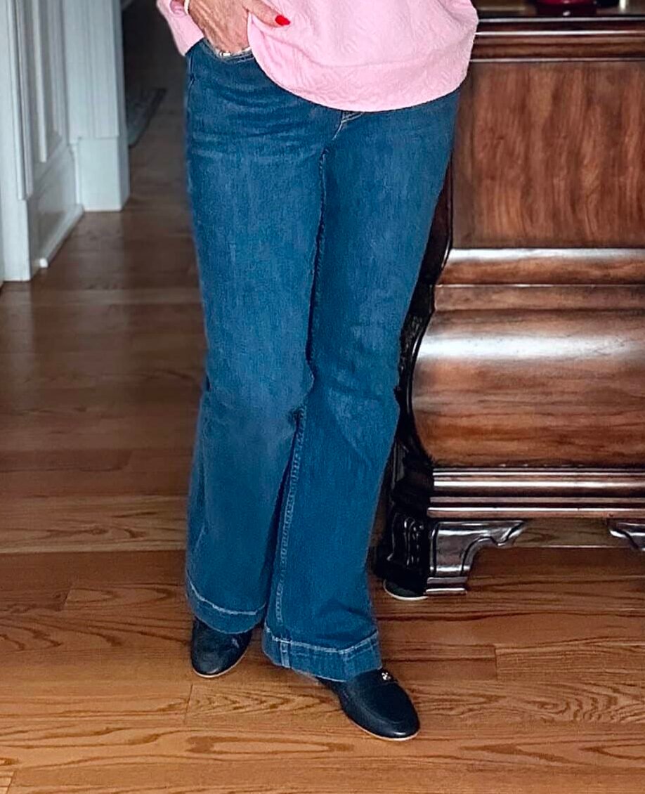 Tania Stephens is wearing trouser jeans for a What I Wore series