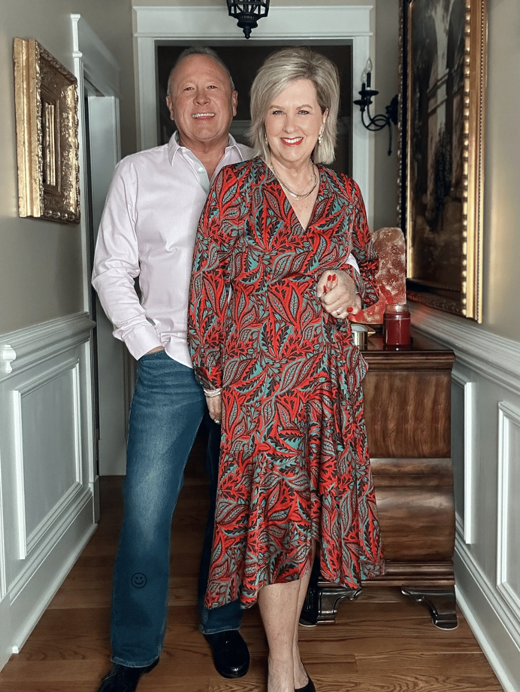Winter Wrap dresses for women over 50 - Tania Stephens wearing UNTUCKit