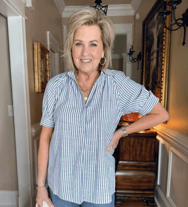 Striped top to wear with white jeans