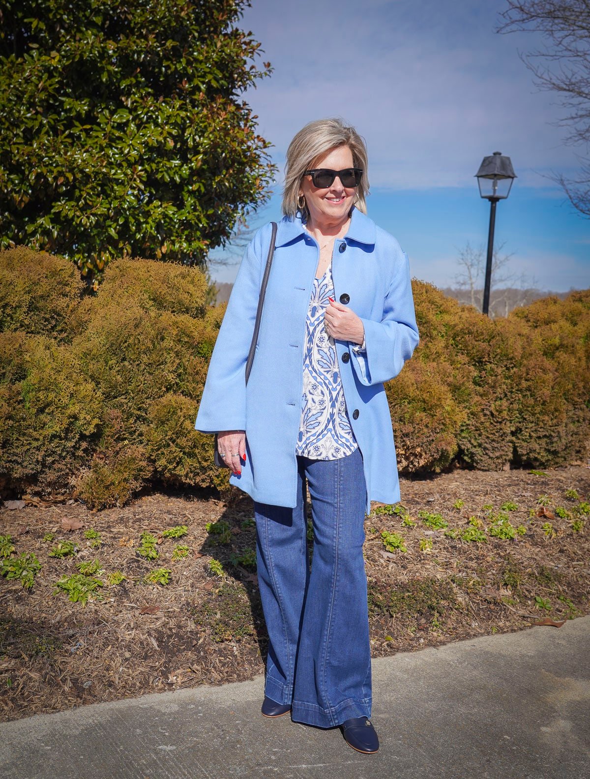 Talbot's New Arrivals For Spring - baby blue coat and jeans