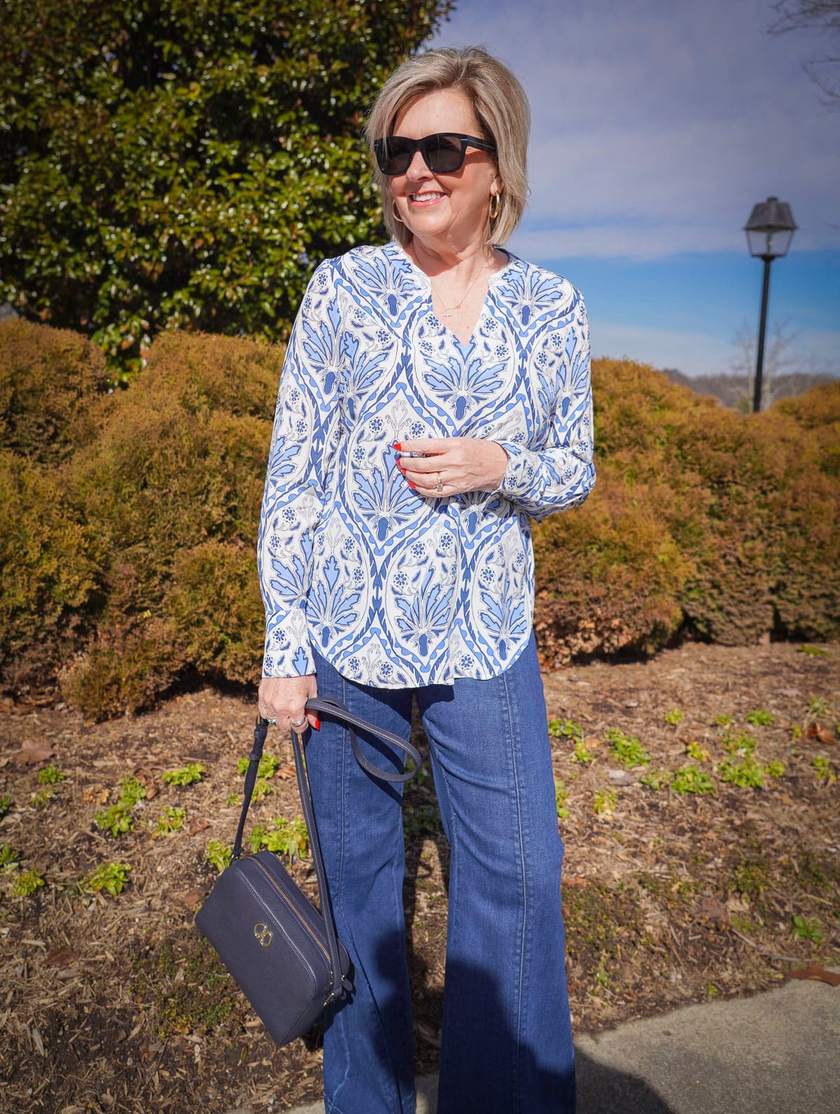 Talbot's New Arrivals For Spring - baby blue print top and jeans