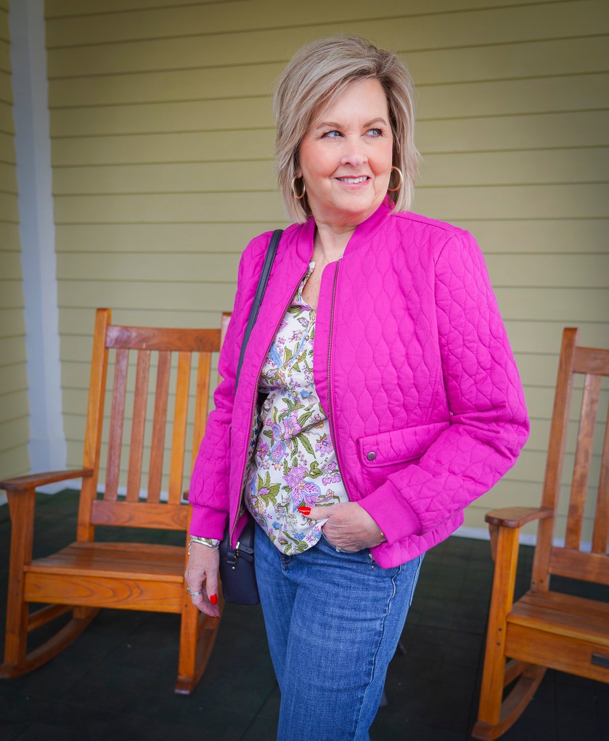Talbot's New Arrivals For Spring - hot pink quilted jacket