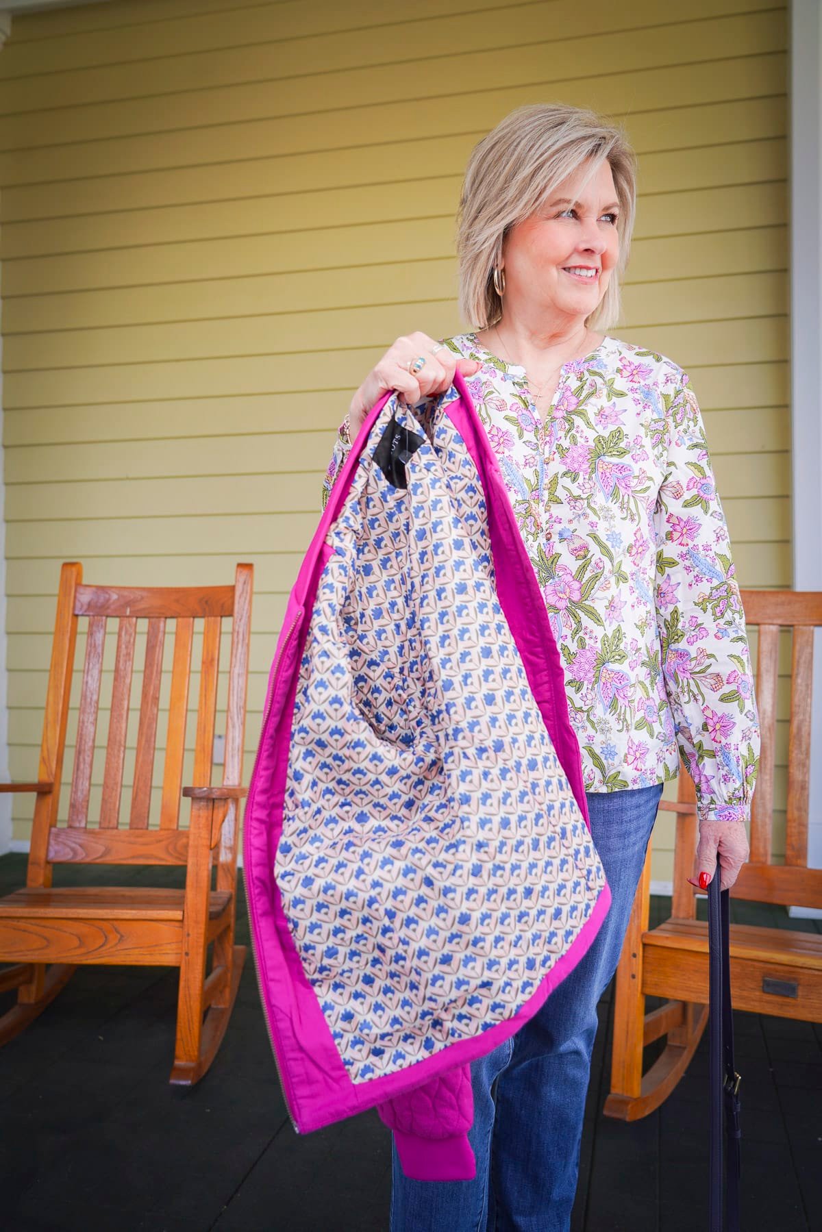 Talbot's New Arrivals For Spring - lining of a hot pink jacket