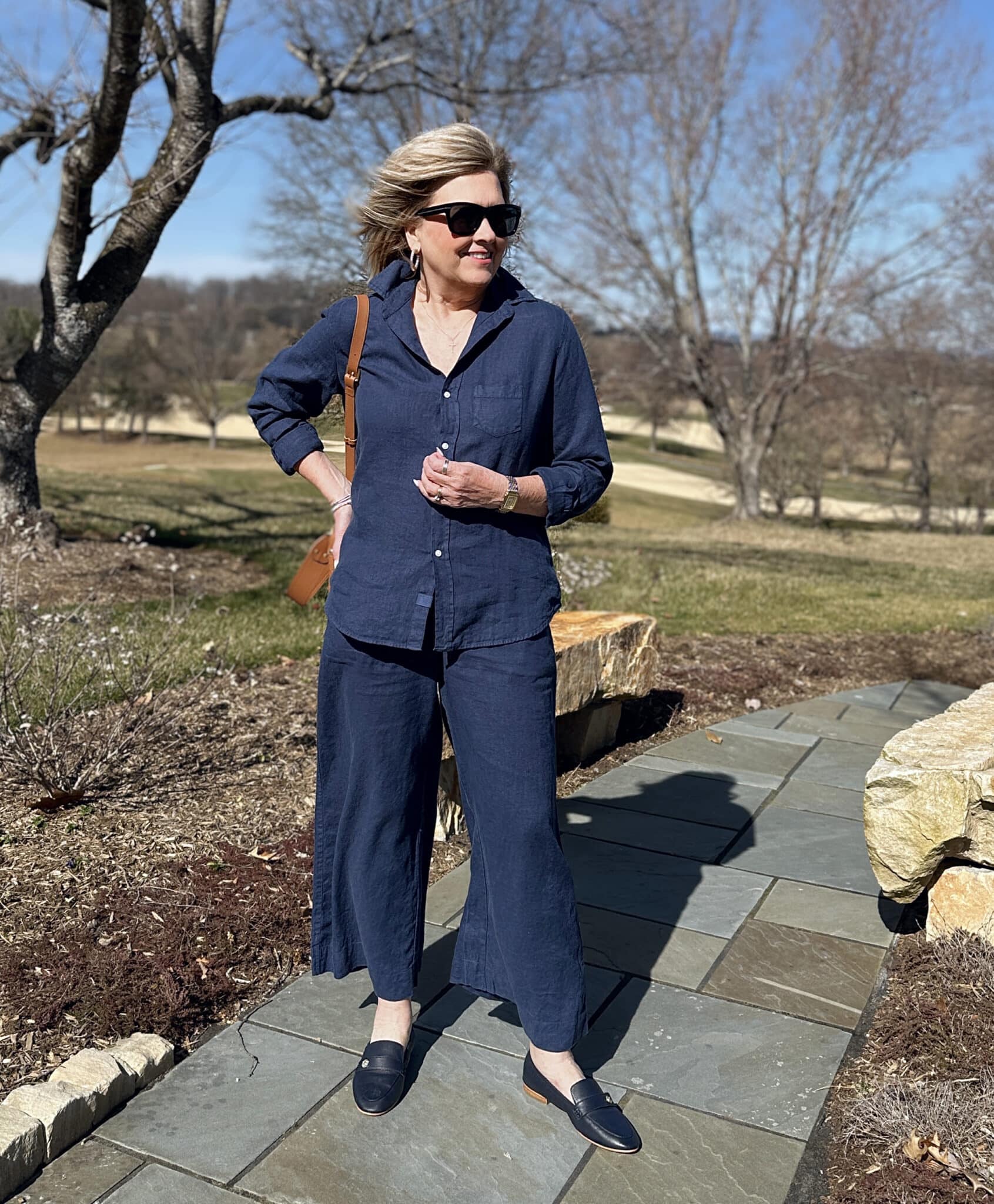 Tania Stephens is styling a Frank & Eileen blue linen set