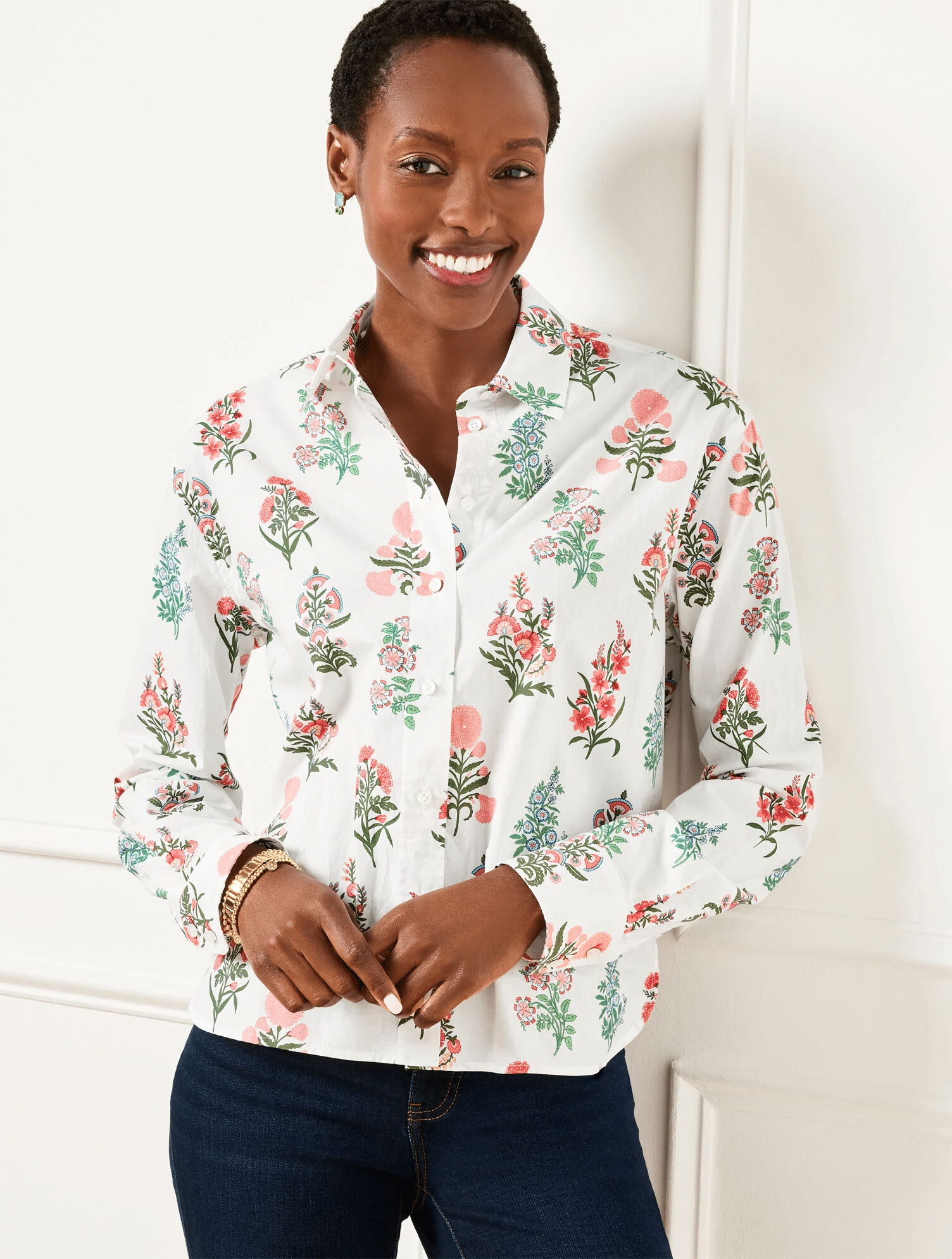 Poplin Short Shirt in Floral Radiance