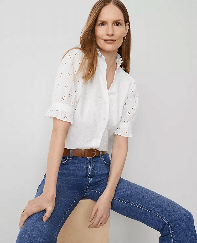 Can Women Over 50 Wear Ruffles? How to Style Them for Spring 50 is not old tania stephens fashion blogger  eyelet