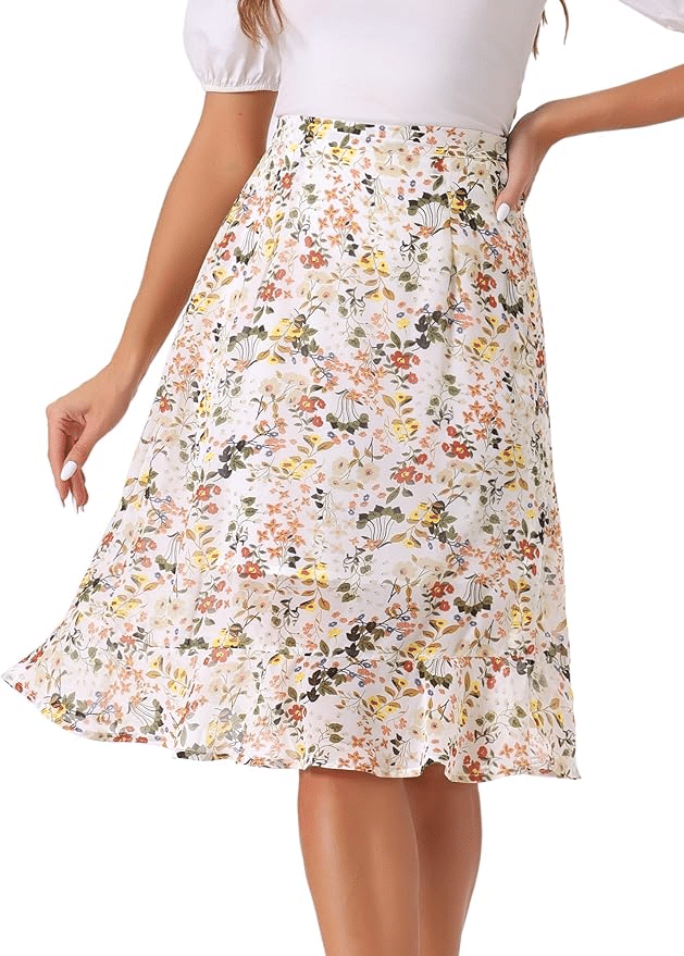 Can Women Over 50 Wear Ruffles? How to Style Them for Spring 50 is not old tania stephens fashion blogger  floral skirt