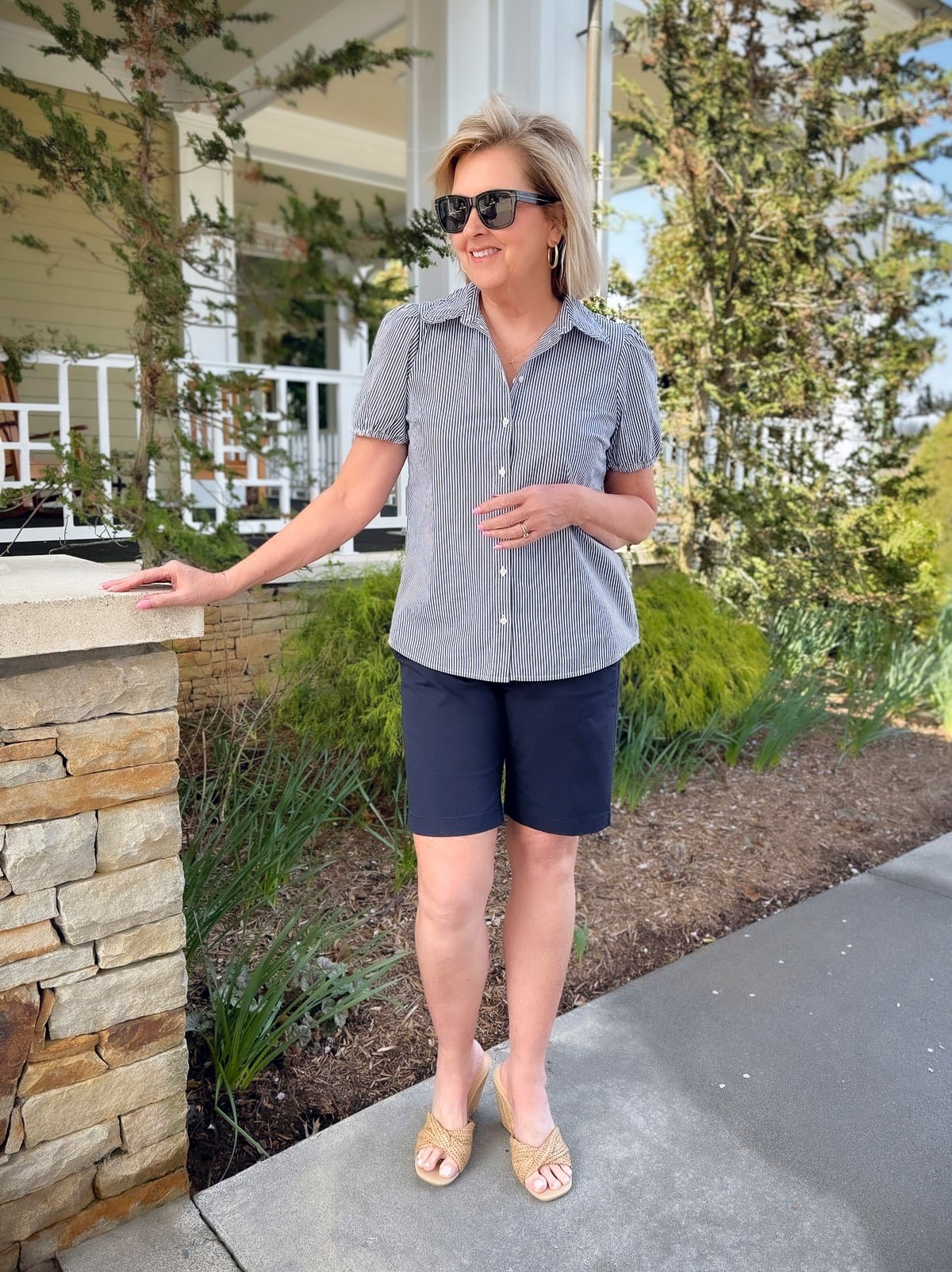 Tania Stephens wearing 9 Frankie bermuda chino from JCrew Factory