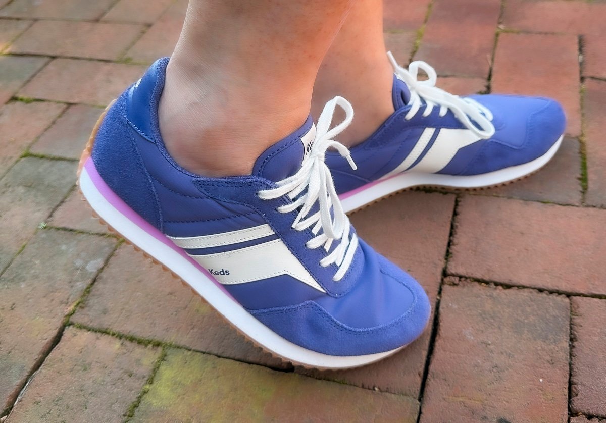 Tania Stephens wearing Women's Rena Nylon/Suede Lace Up Canvas Sneakers