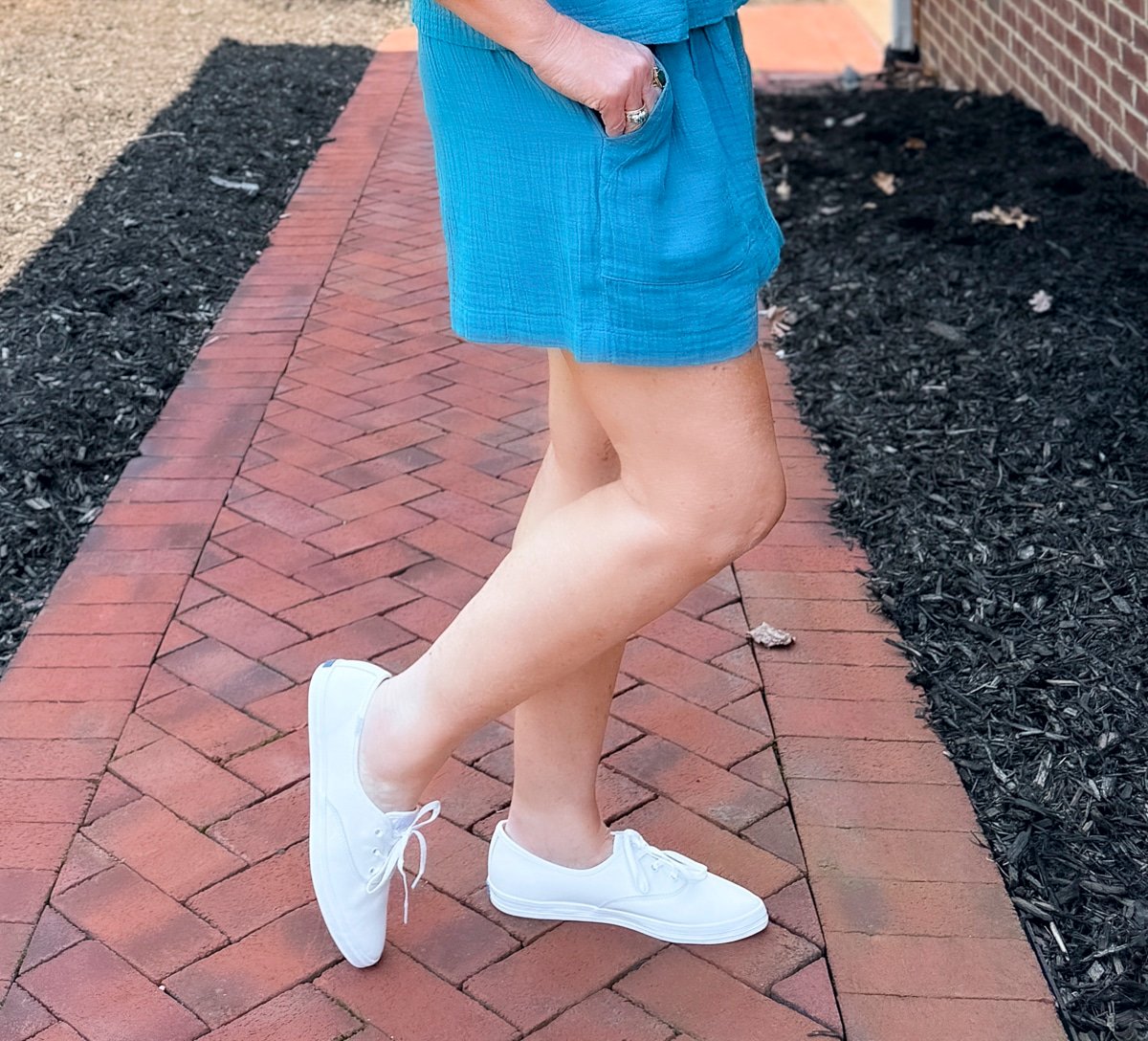 Tania Stephens wearing Keds Champion Point Low Leather Lace Up