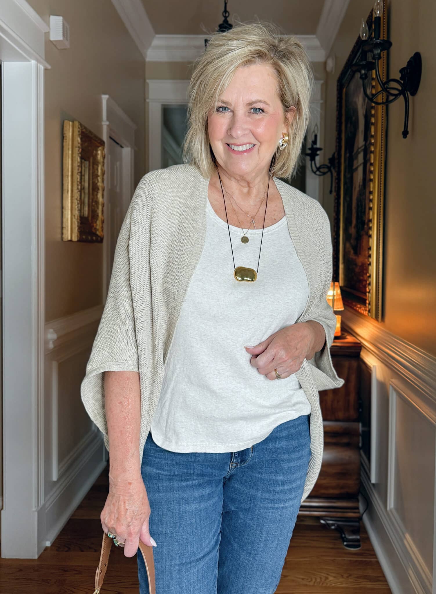 Neutral top and sweater from J.Jill