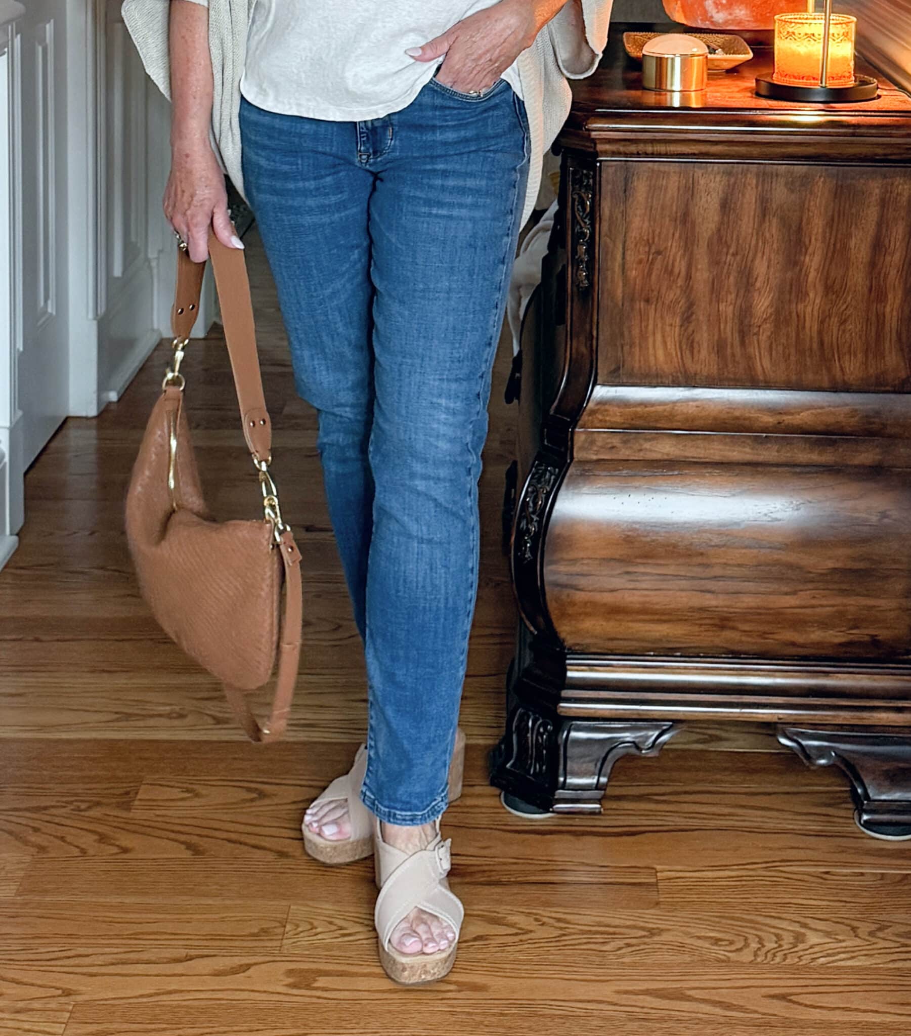 woman wearing J.Jill jeans for summer