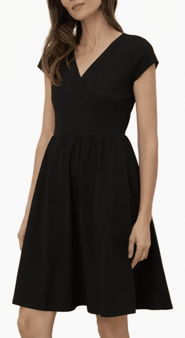 Pact Organic Cotton Fit & Flare Crossover Dress, Little Black dress women over 50