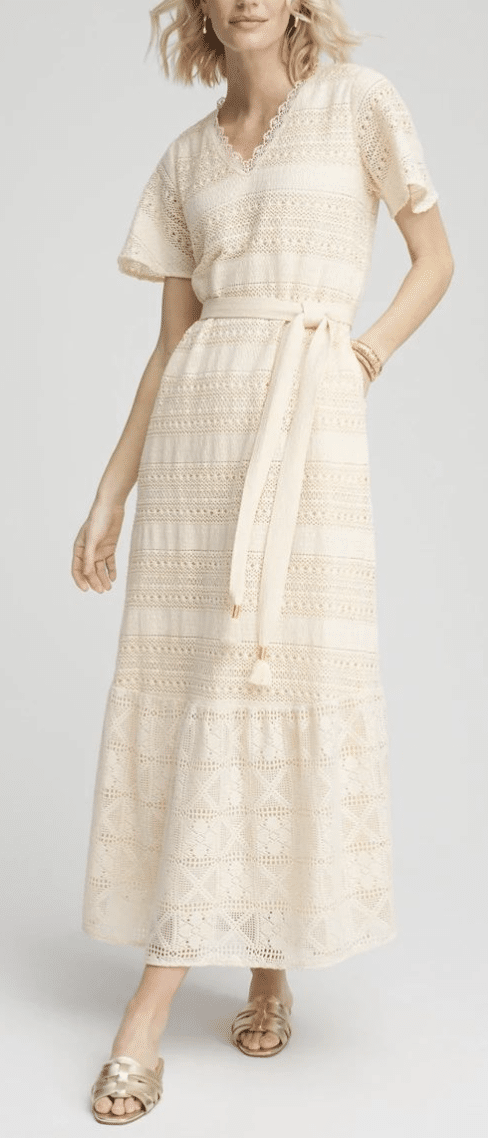 Crochet-Lace Maxi Dress, Vacation Ready Dresses with Sleeves for Women Over 50