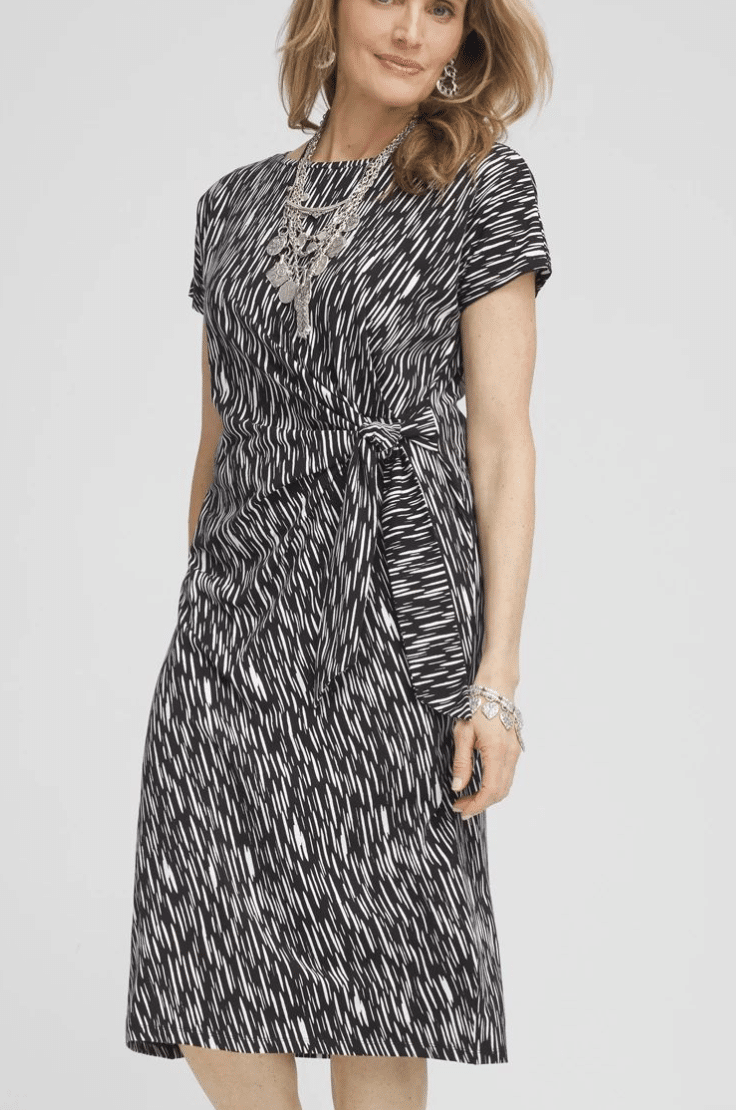 Chico's Dolman-Sleeved Side-Tie Dress, Office Friendly Dresses, Modest dress for funeral, church, work