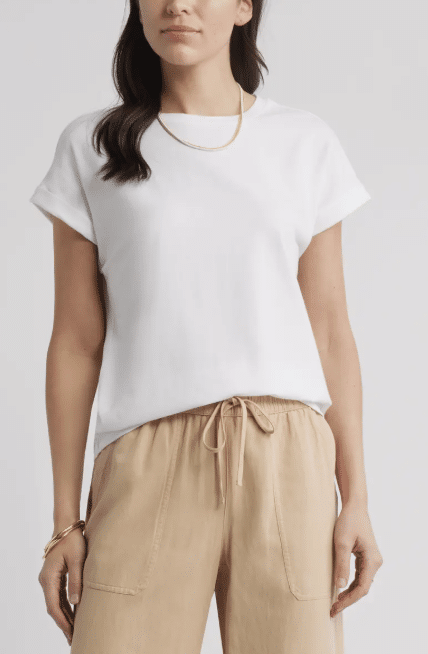 Caslon Cuff Sleeve T-Shirt, BEST WHITE TEE SHIRTS FOR WOMEN