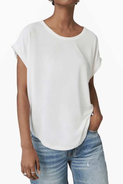 DOLMAN TSHIRT, WHITE SCOOP NECK TEE FOR WOMEN OVER 50