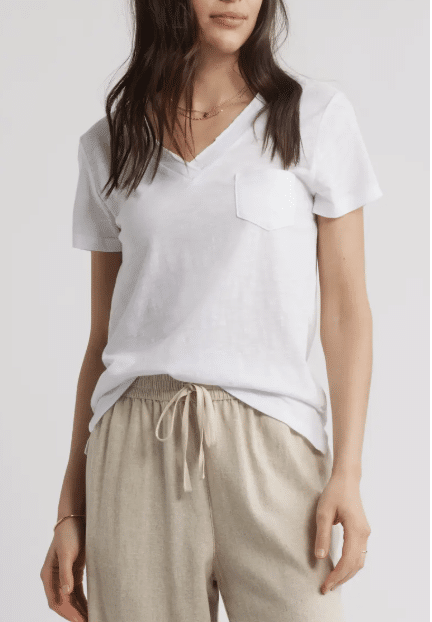 Caslon Cotton & Modal V-Neck T-Shirt