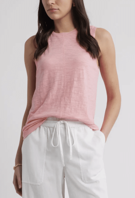 Caslon Sleeveless Cotton Blend Crewneck T-Shirt