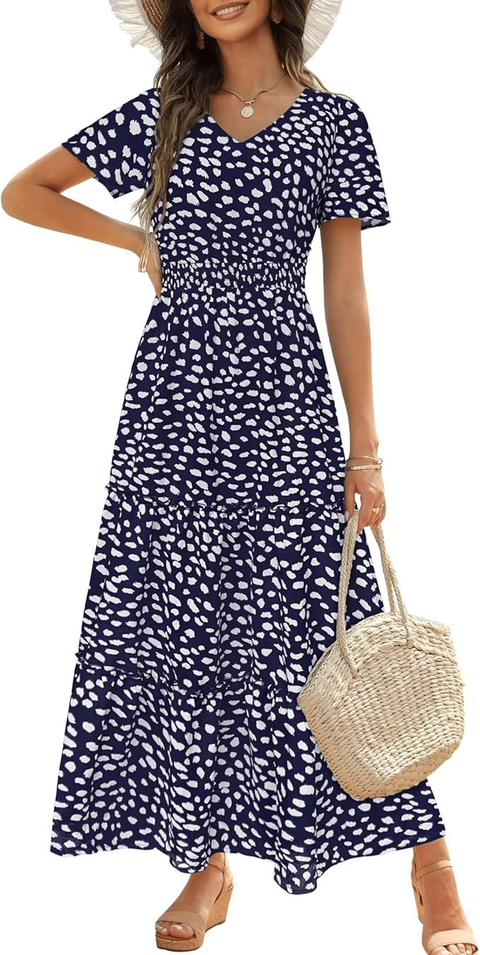 Tired Maxi Dress with Sleeves, Amazon Fashion for Summer, Women over 50 Dresses