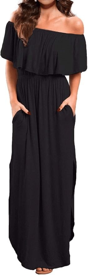 OFF THE SHOULDER MAXI DRESS FOR WOMEN OVER 50