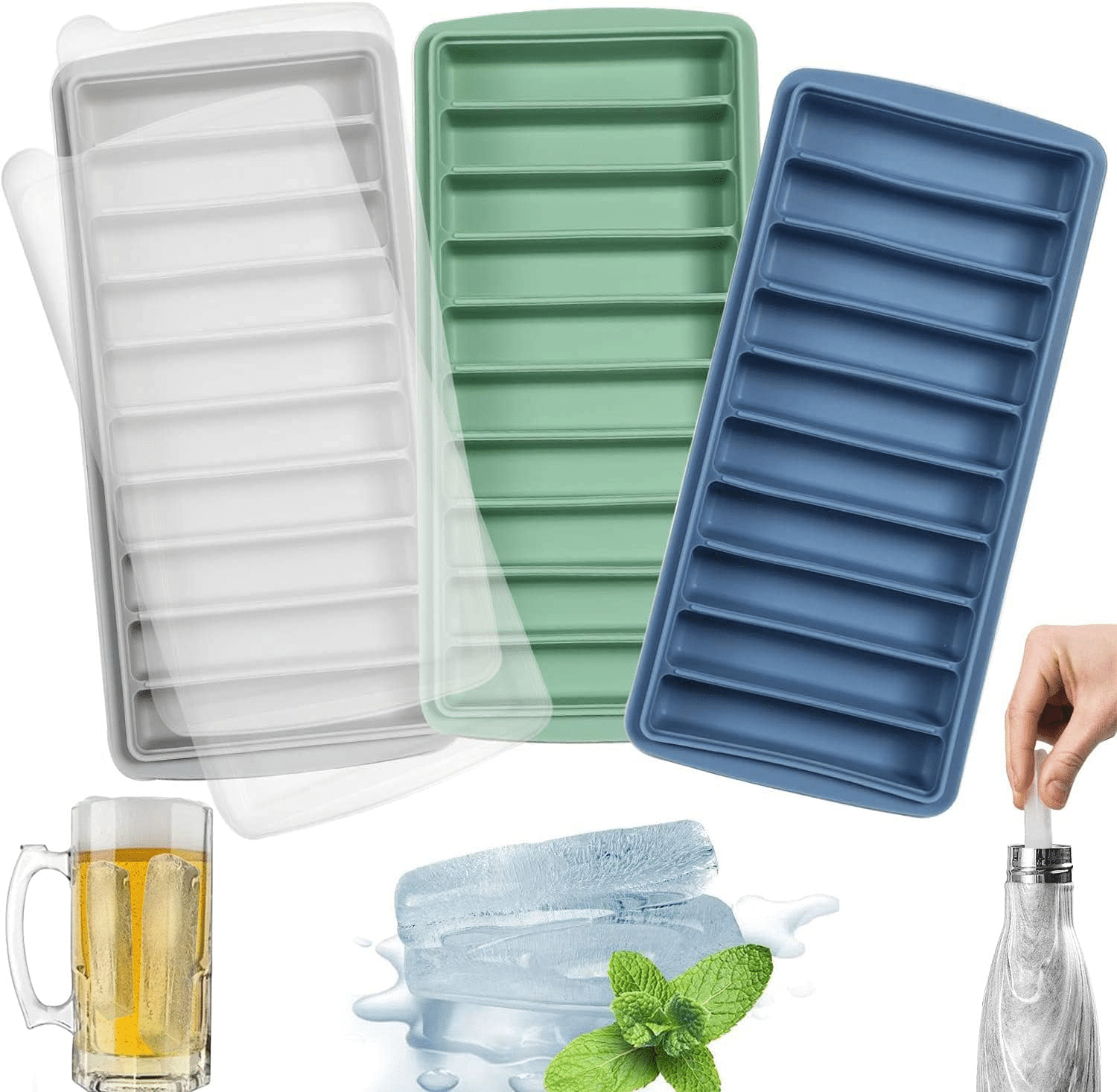 Rectangular Narrow Ice Cube Tray for Small Mouth Sport Bottles, Water Bottle Ice Cubes, Amazon Summer Finds