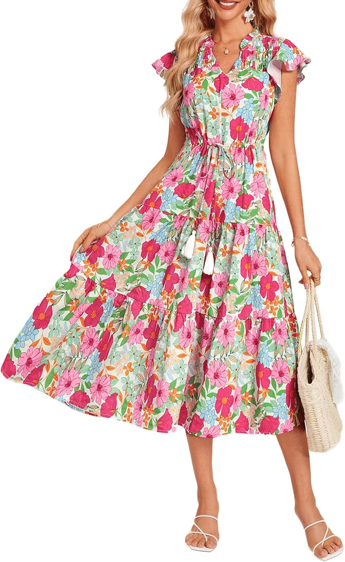 GRACE KARIN Floral Midi Dresses, Casual Dress for Summer for Women Over 50 Amazon