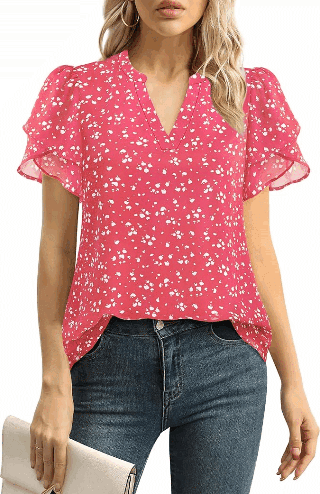 Dressy Chiffon Blouse, Stylish Casual Tops for summer That Don’t Cling, Casual Summer Clothing women over 50