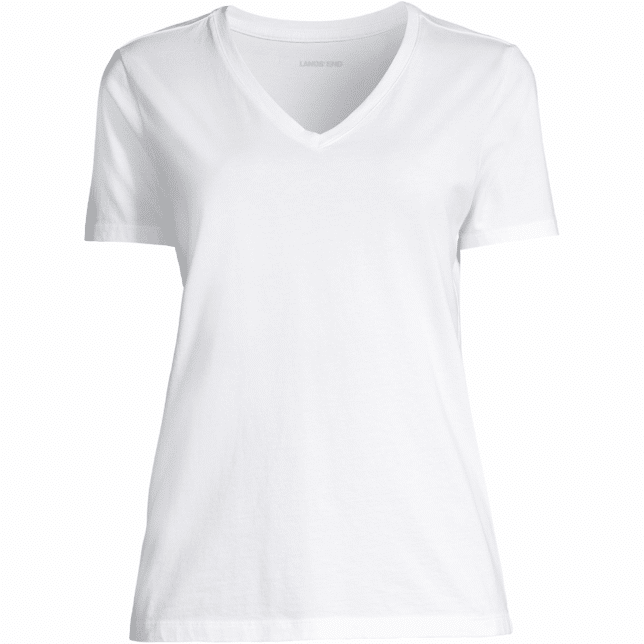 Lands' End Relaxed Supima Cotton V-Neck T-Shirt, WHITE TEES FOR WOMEN