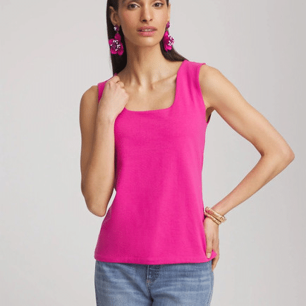 Chico's Contour Cotton™ Square Neck Tank, Classy Chic Tank Tops for Older Woman