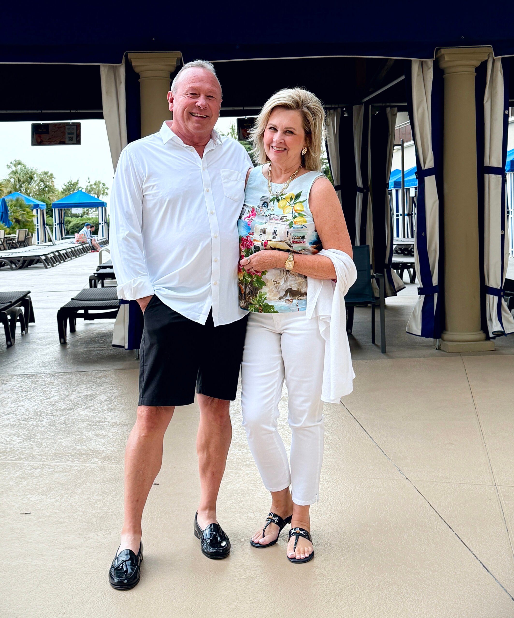 Joe and Tania heading out to eat while on vacation at the beach