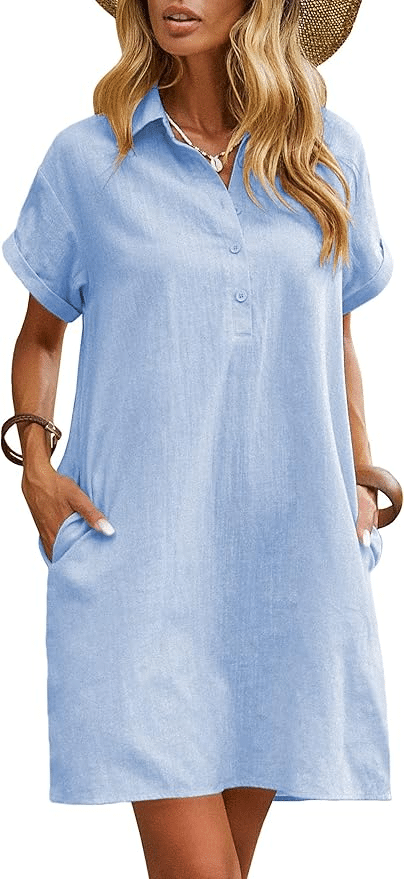 Amazon’s Most Flattering Dresses for Women Over 50 This Summer short sleeve shirt dress fashion over 50