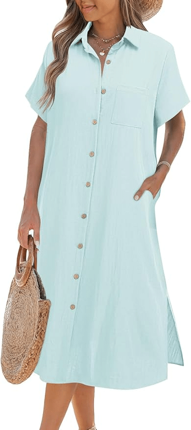 Amazon’s Most Flattering Dresses for Women Over 50 This Summer button down shirt dress tania stephens