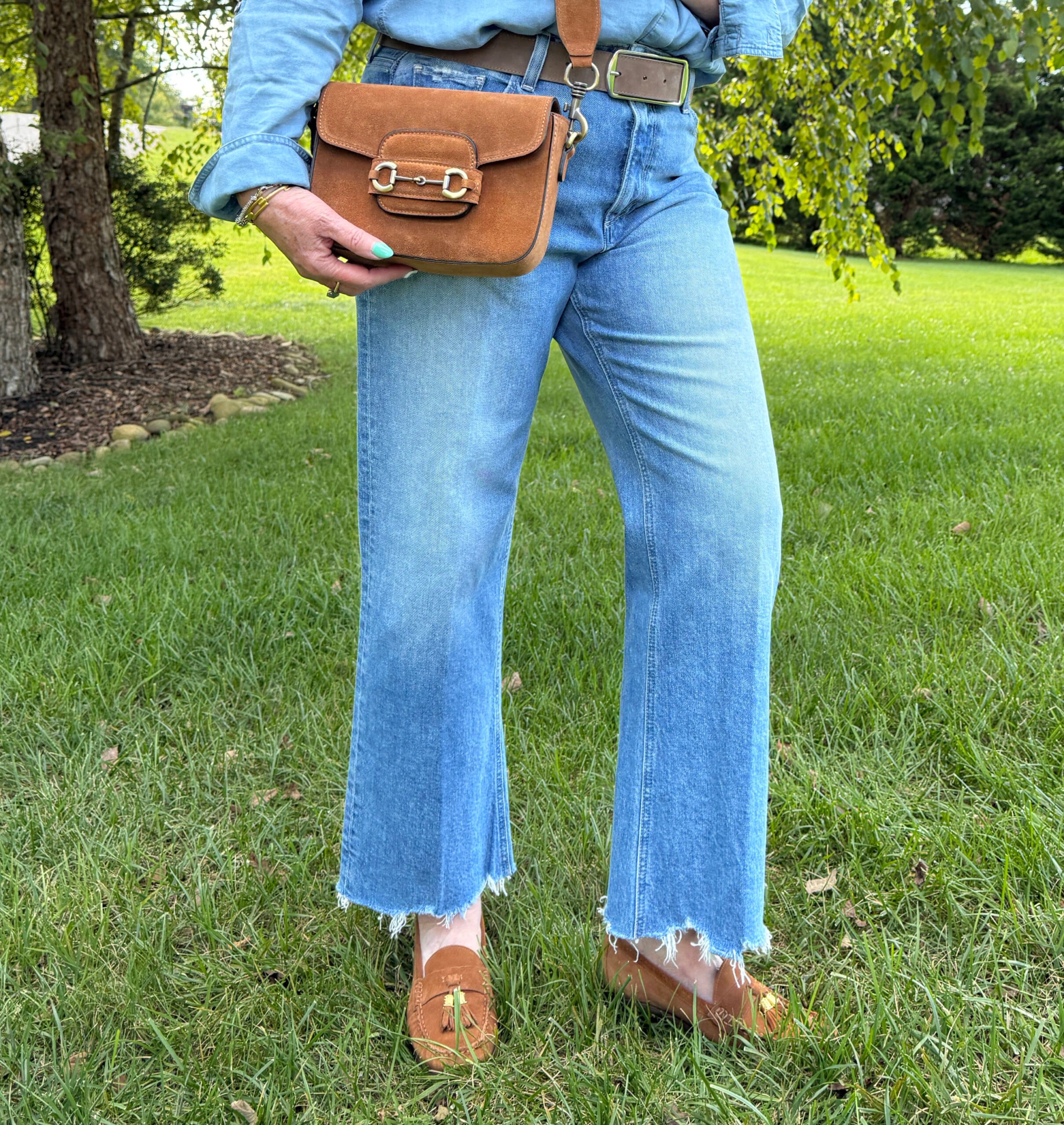 Tania wearing frayed hem jeans from Nordstrom Rack