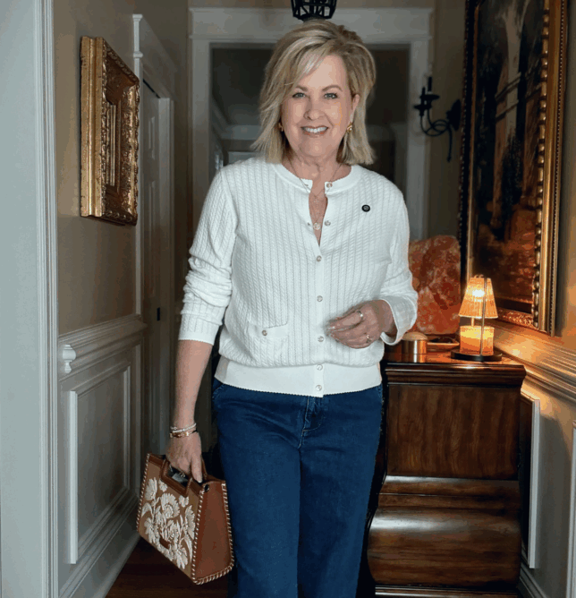 Tania in a white sweater from Walmart.