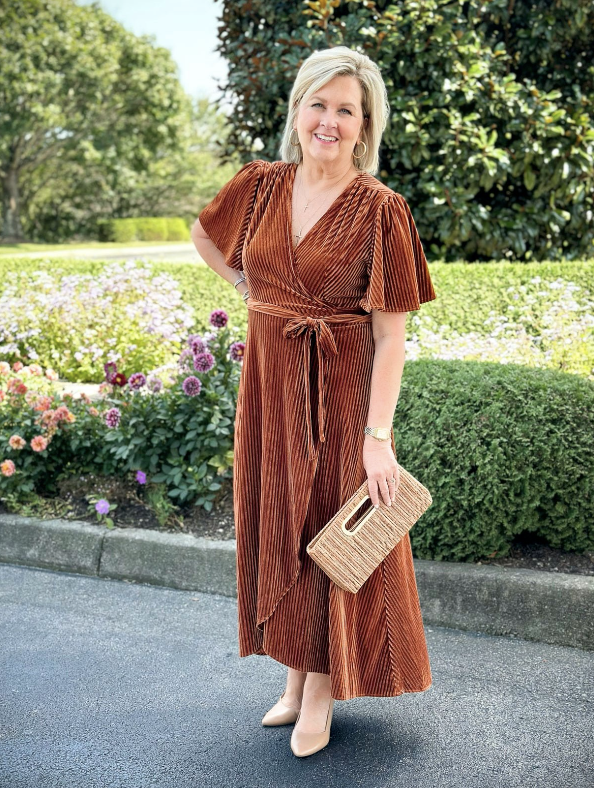 Fashion Blogger, Tania Stephens is styling fall wedding dresses for women over 50 - 35