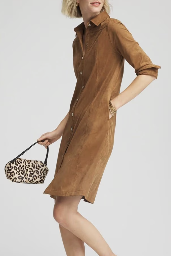 Faux Suede Shirtdress