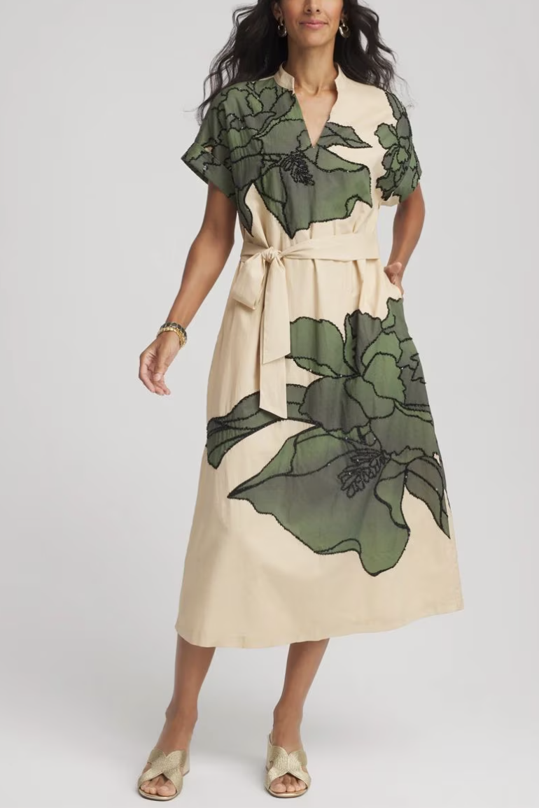 Printed Popover Midi Dress