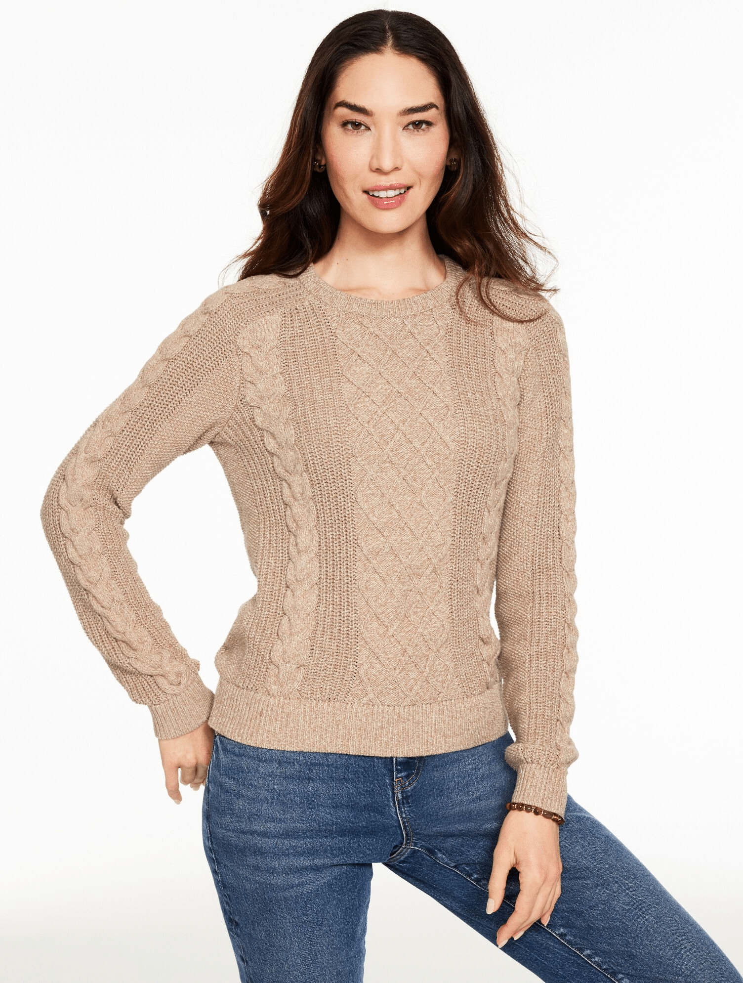 Timeless Cable Knit Sweaters for Women That Never Go Out of StyleTi talbots 50 is not old tania stephens fashion blogger crew neck