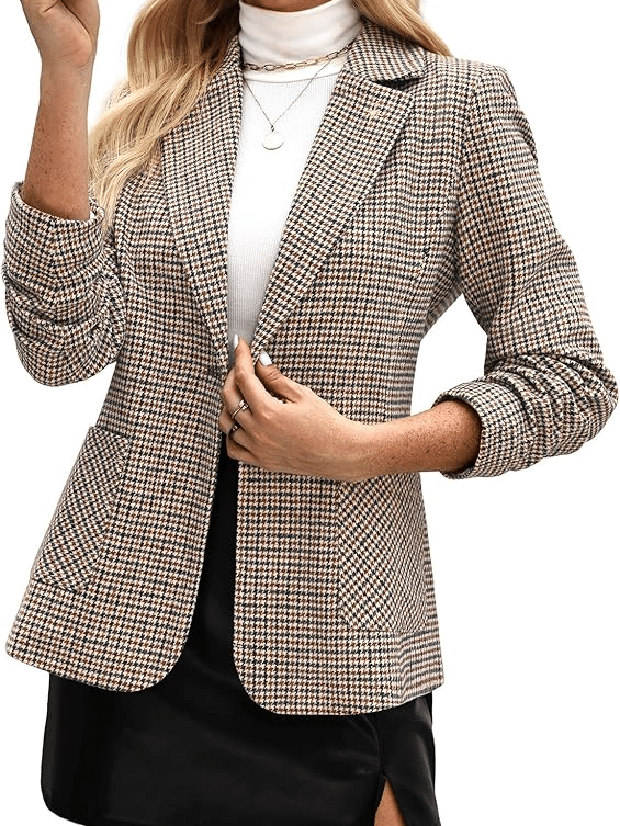 PLAID TWEED BLAZER AMAZON