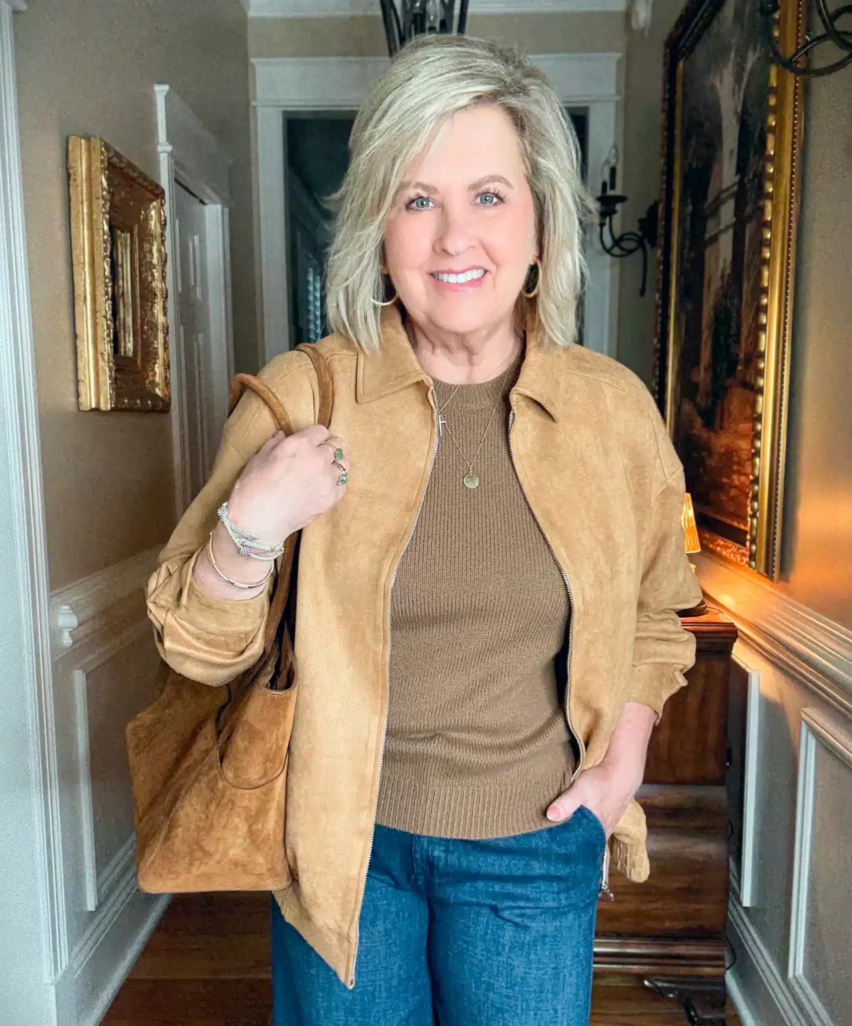 Outfit with a suede jacket from Amazon