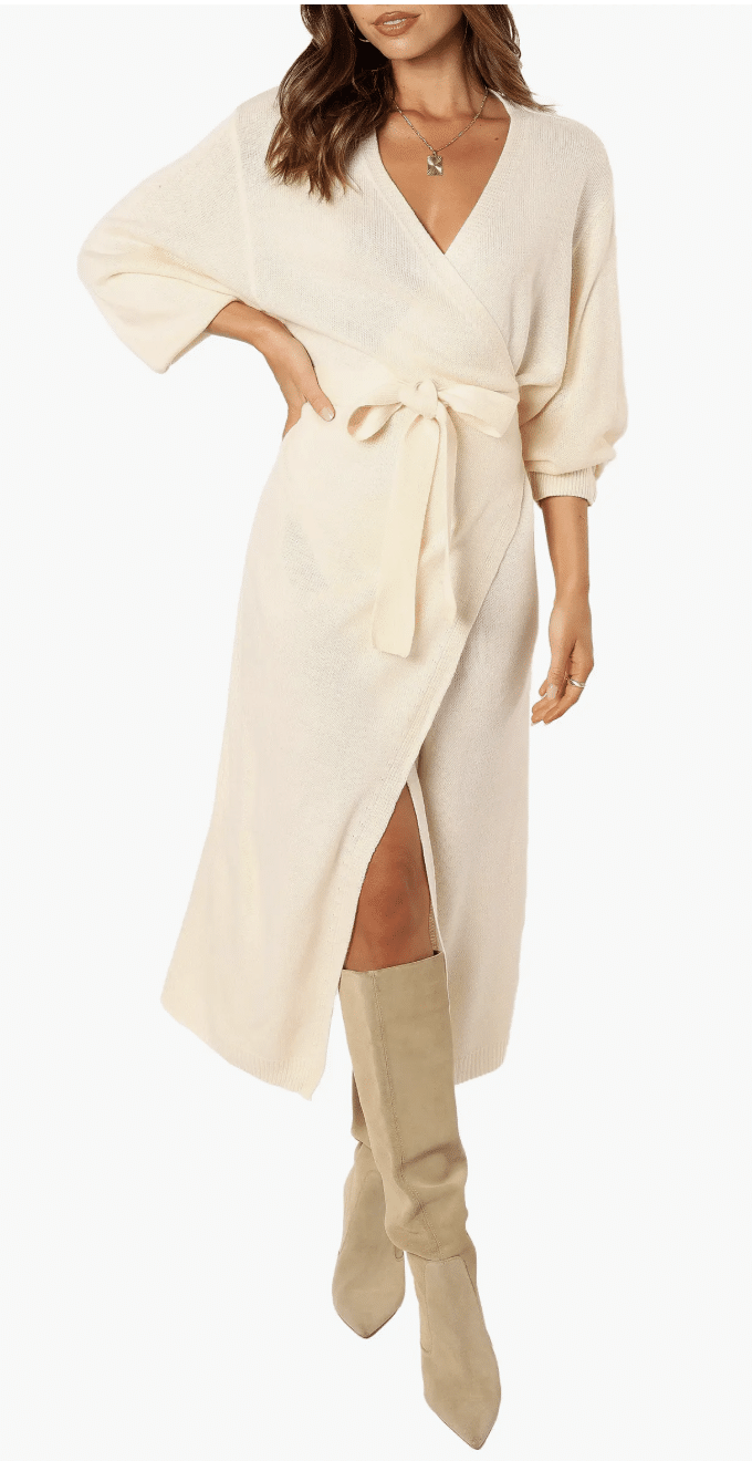 The Best Wrap Dresses for Fall & Winter 50 is not old fashion blogger tania stephens cream white dress